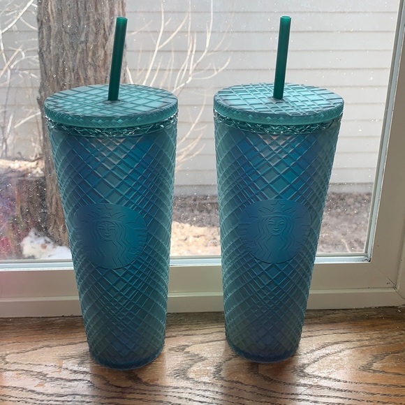ONE Starbucks 2023 Spring Teal Jeweled Green Blue Ombre Cold Cup Tumbler - Picture 3 of 6